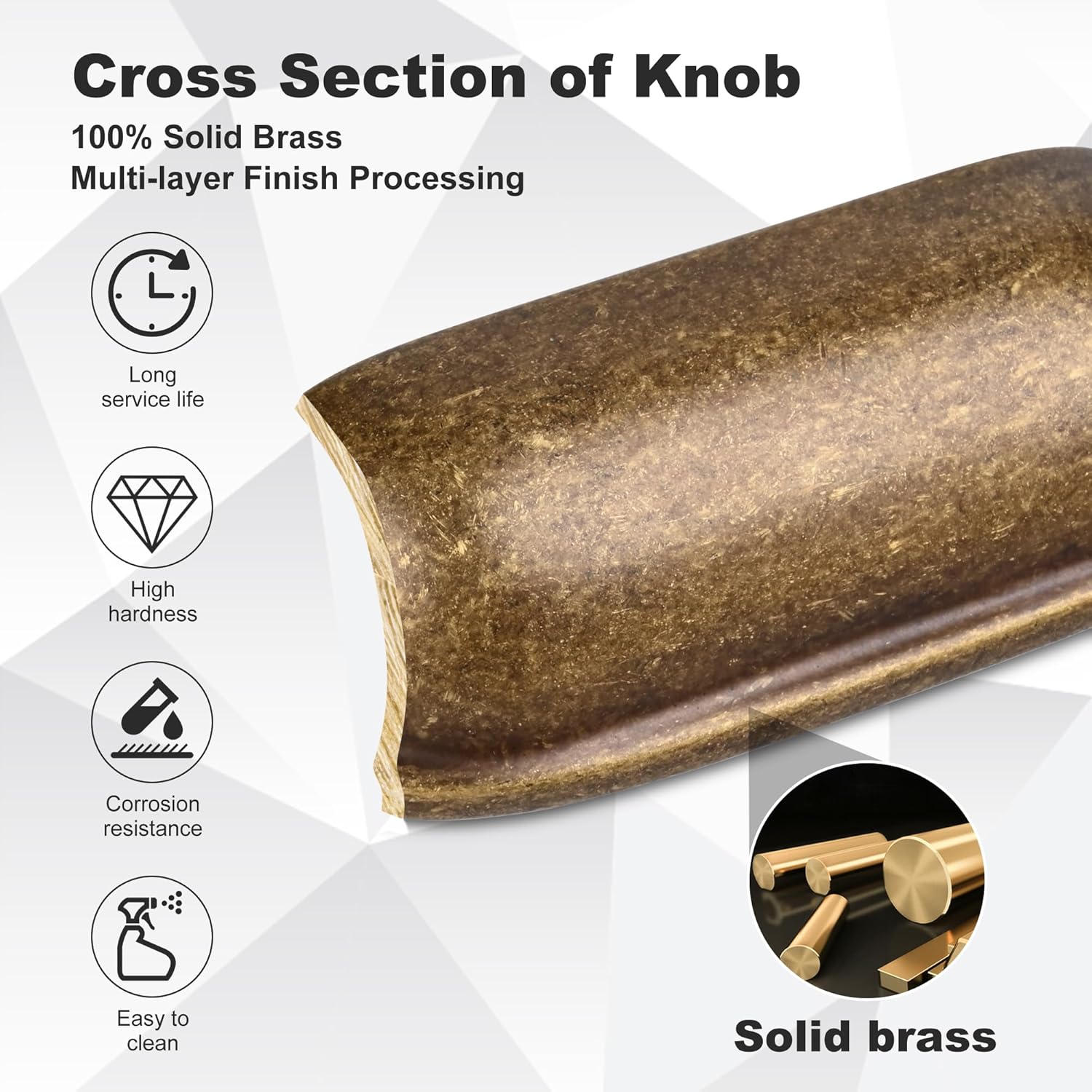 2 Pack Antique Brass Cup Drawer Pulls, 2.5inch Solid Brass Kitchen Cabinet Knobs, Retro Bronze Door Knobs for Dresser Closet Wardrobe and Cupboard