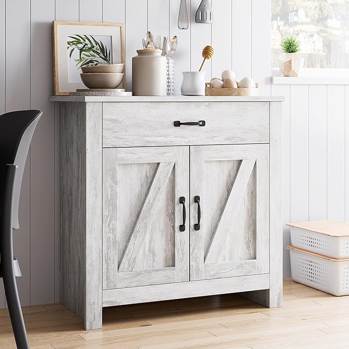 Kitchen Pantry Storage Cabinet with Microwave Stand, Freestanding Hutch Cabinet with Buffet Cupboard, Tall Kitchen Cabinets with Adjustable Shelves for Kitchen, Dining Room