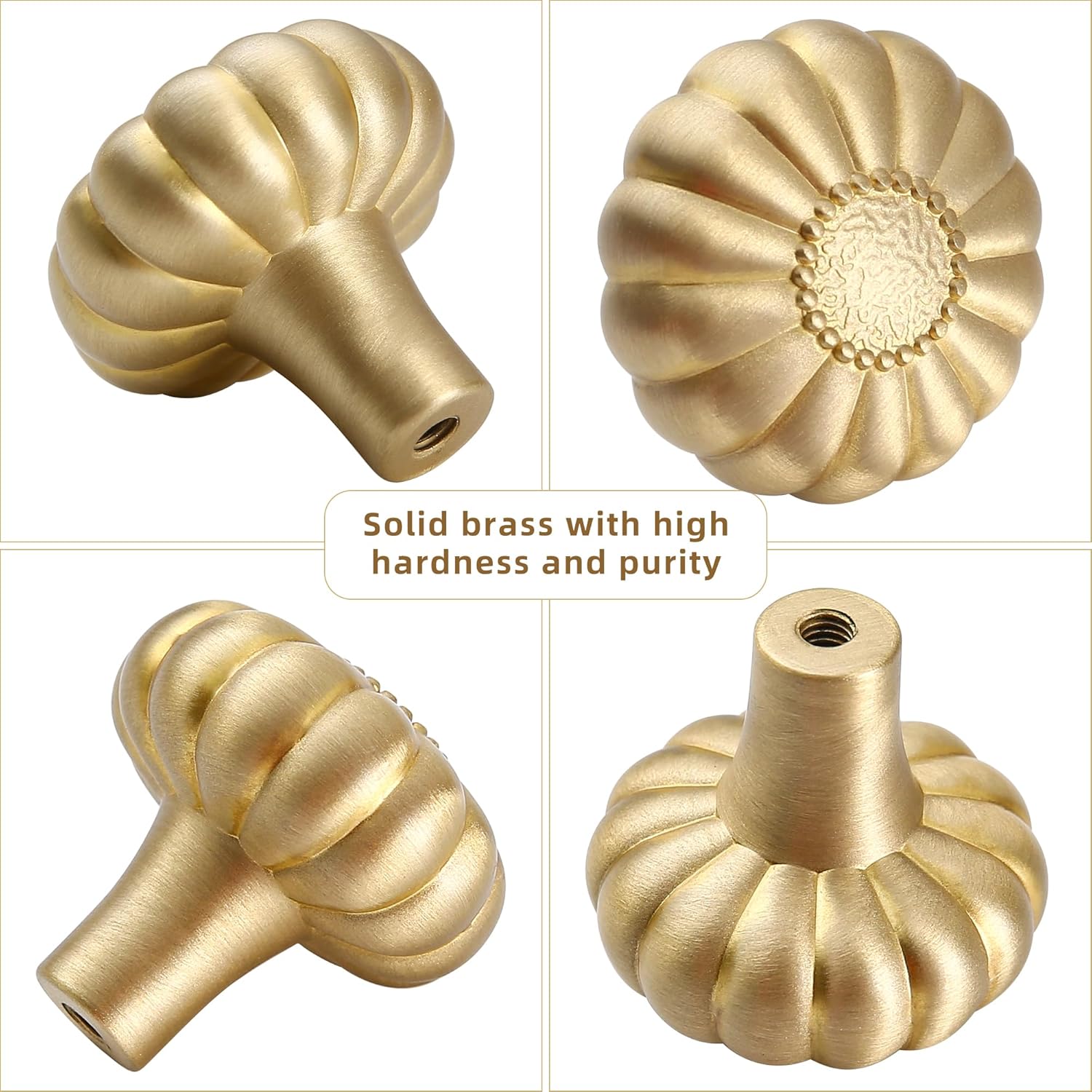 Brushed Gold Cabinet Knobs 2 Pack, Solid Brass Knobs for Dresser Drawers, Kitchen Bathroom Cabinet Bidford Door Pulls, Cupboard Wardrobe Handles and Knobs