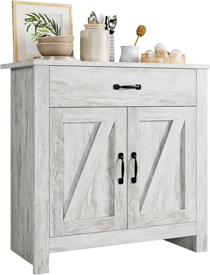 Kitchen Pantry Storage Cabinet with Microwave Stand, Freestanding Hutch Cabinet with Buffet Cupboard, Tall Kitchen Cabinets with Adjustable Shelves for Kitchen, Dining Room