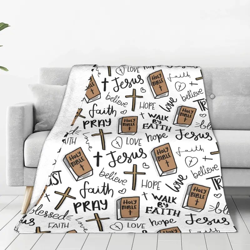 🔥LAST DAY 49% OFF-✝️❤️Super Soft Christian Bible Jesus Throw Blanket
