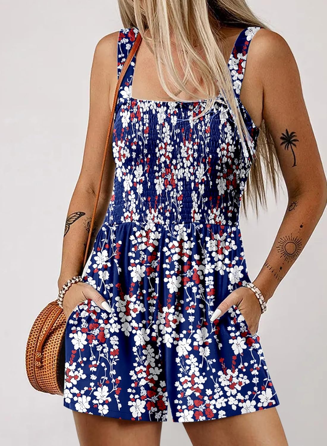 Limited time sale🔥Women's Casual Sleeveless Floral Jumpsuit Cute Romper with Pockets(BUY 2 FREE SHIPPING)