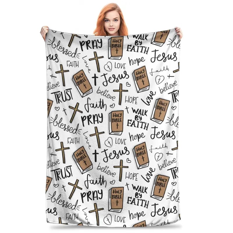🔥LAST DAY 49% OFF-✝️❤️Super Soft Christian Bible Jesus Throw Blanket
