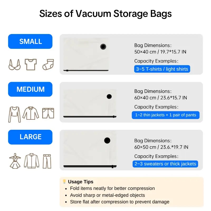 Vacuum Compression Storage Bags with USB - Rechargeable Electric Pump - Ultra - Compact, Lightweight Space - Savers