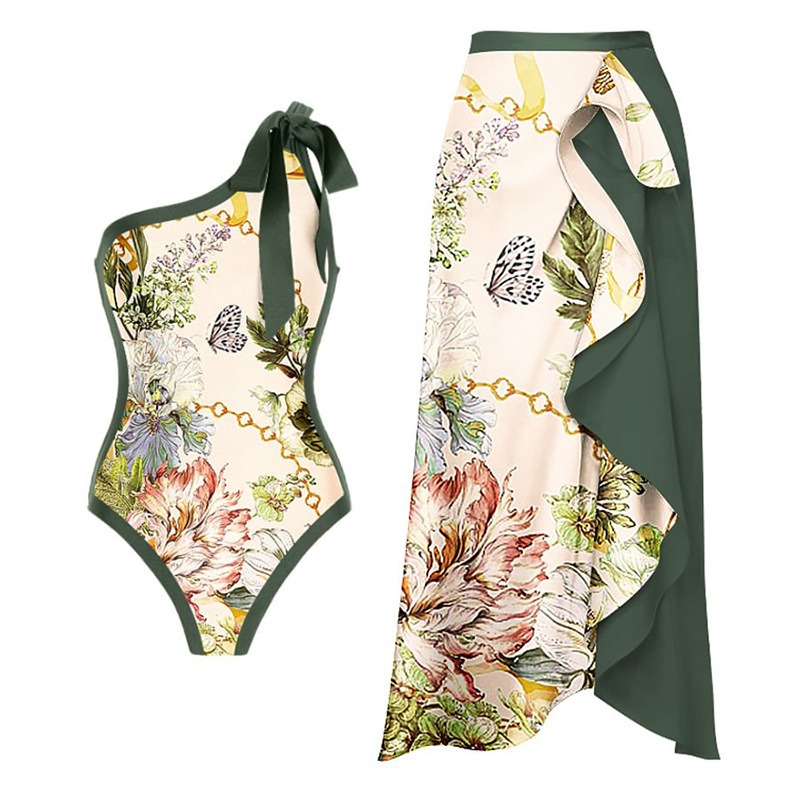 New European and American Printed One-Piece Swimsuit Female Butterfly