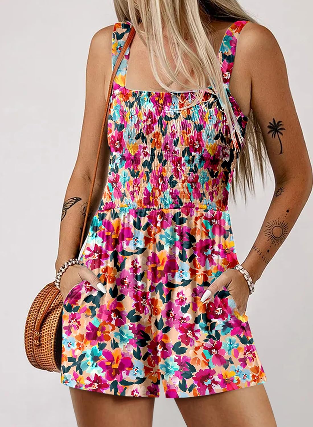 Limited time sale🔥Women's Casual Sleeveless Floral Jumpsuit Cute Romper with Pockets(BUY 2 FREE SHIPPING)