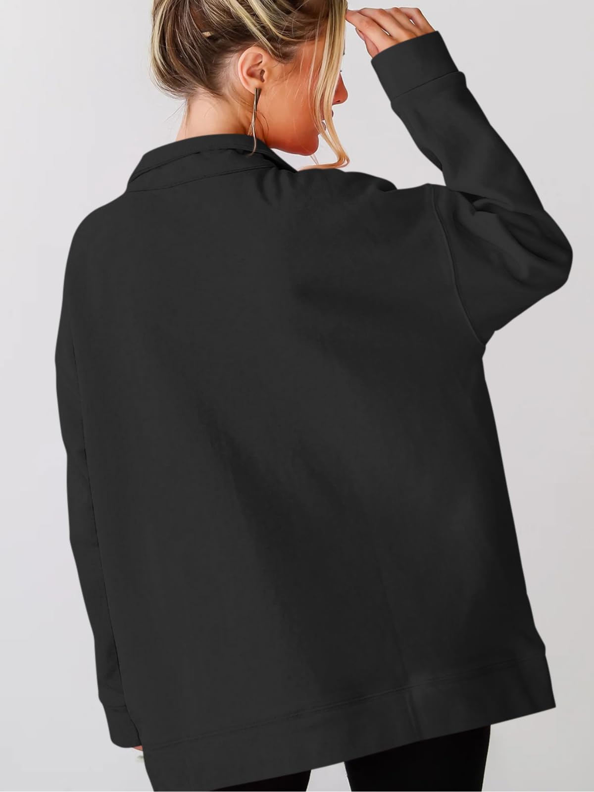 Quarter Zip Snap Button Oversized Sweatshirt