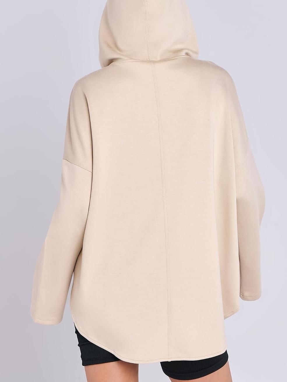 Women's Oversized Quarter Zip Tunic Hoodie