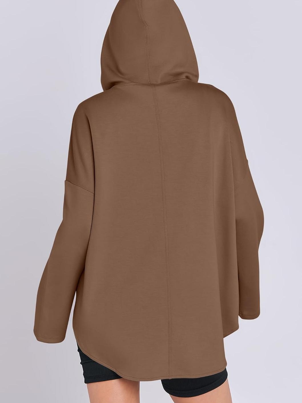 Women's Oversized Quarter Zip Tunic Hoodie