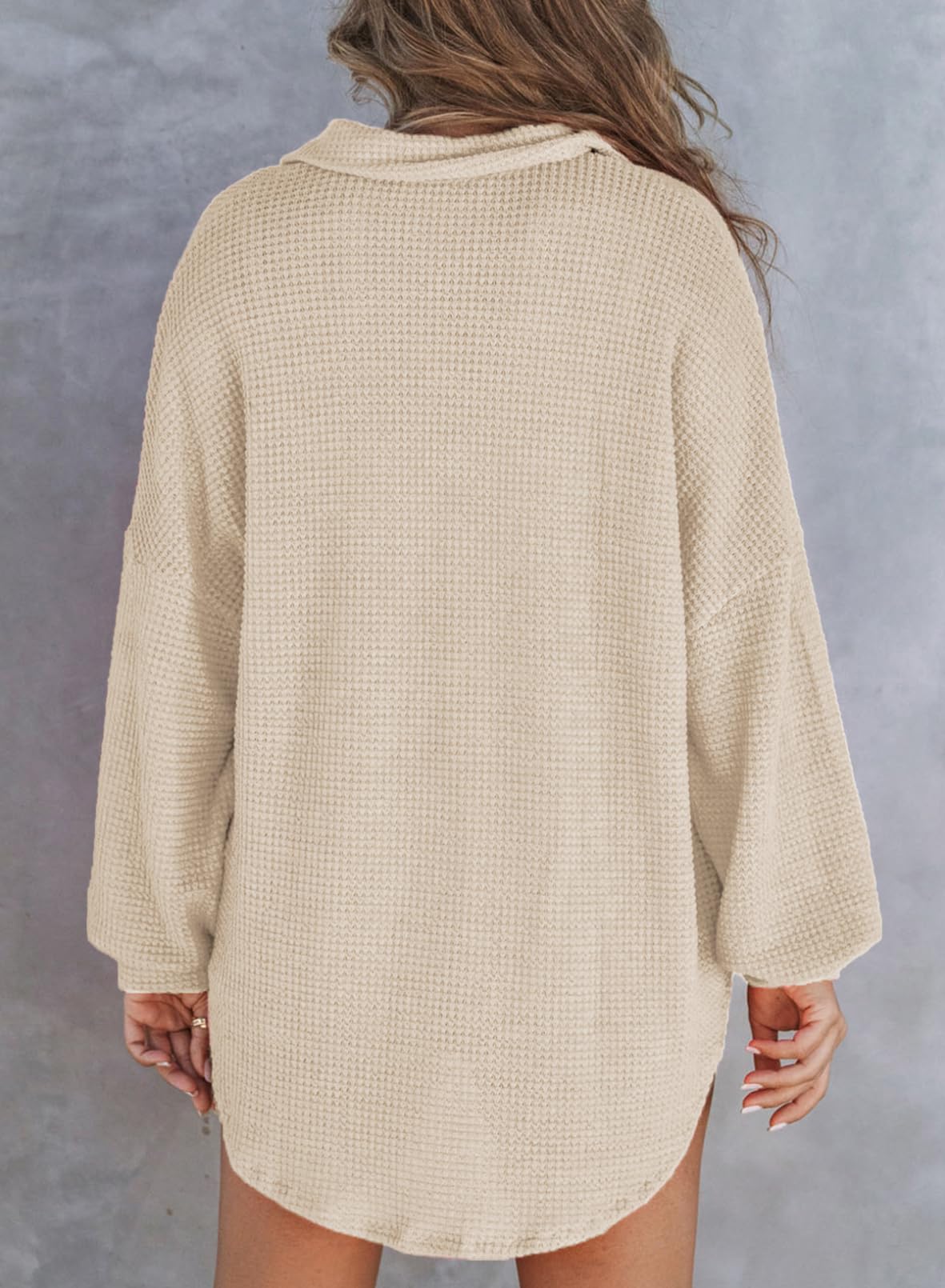 Limited time sale 🔥Women's Waffle Knit Henley Button Shirt Jacket(50% OFF!!)