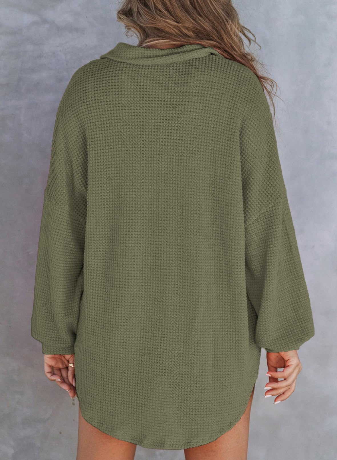 Limited time sale 🔥Women's Waffle Knit Henley Button Shirt Jacket(50% OFF!!)