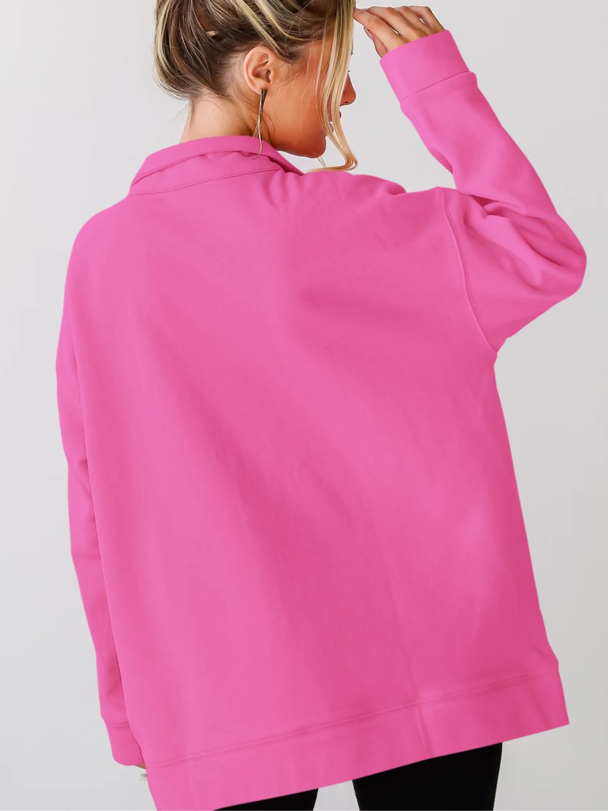 Quarter Zip Snap Button Oversized Sweatshirt
