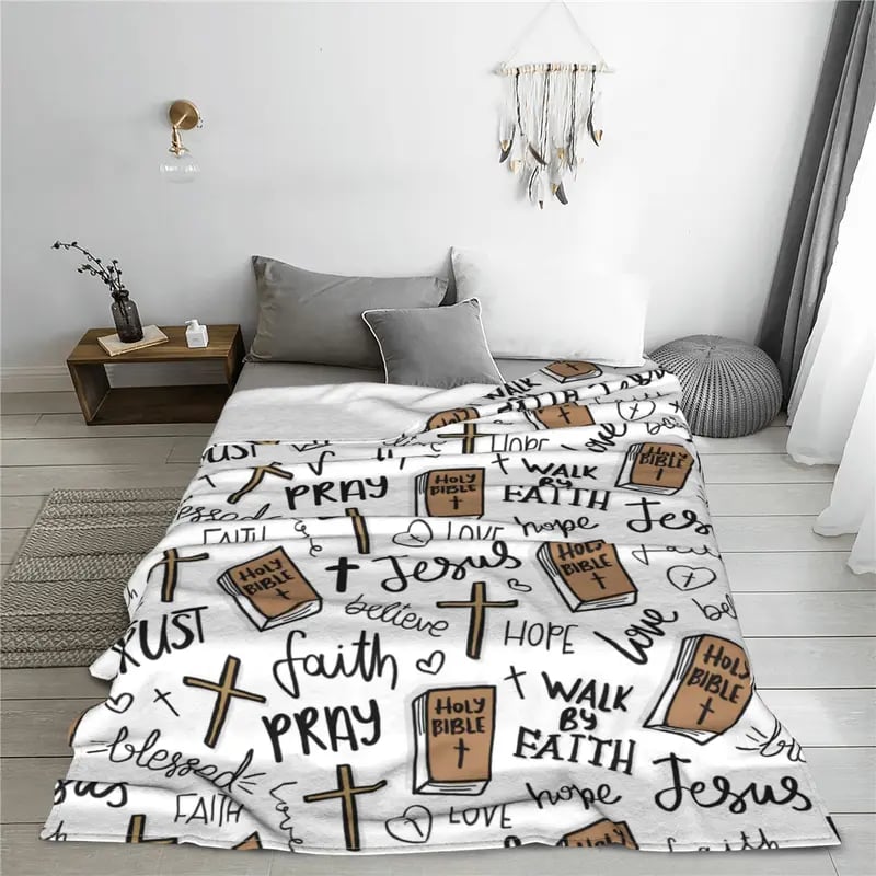 🔥LAST DAY 49% OFF-✝️❤️Super Soft Christian Bible Jesus Throw Blanket