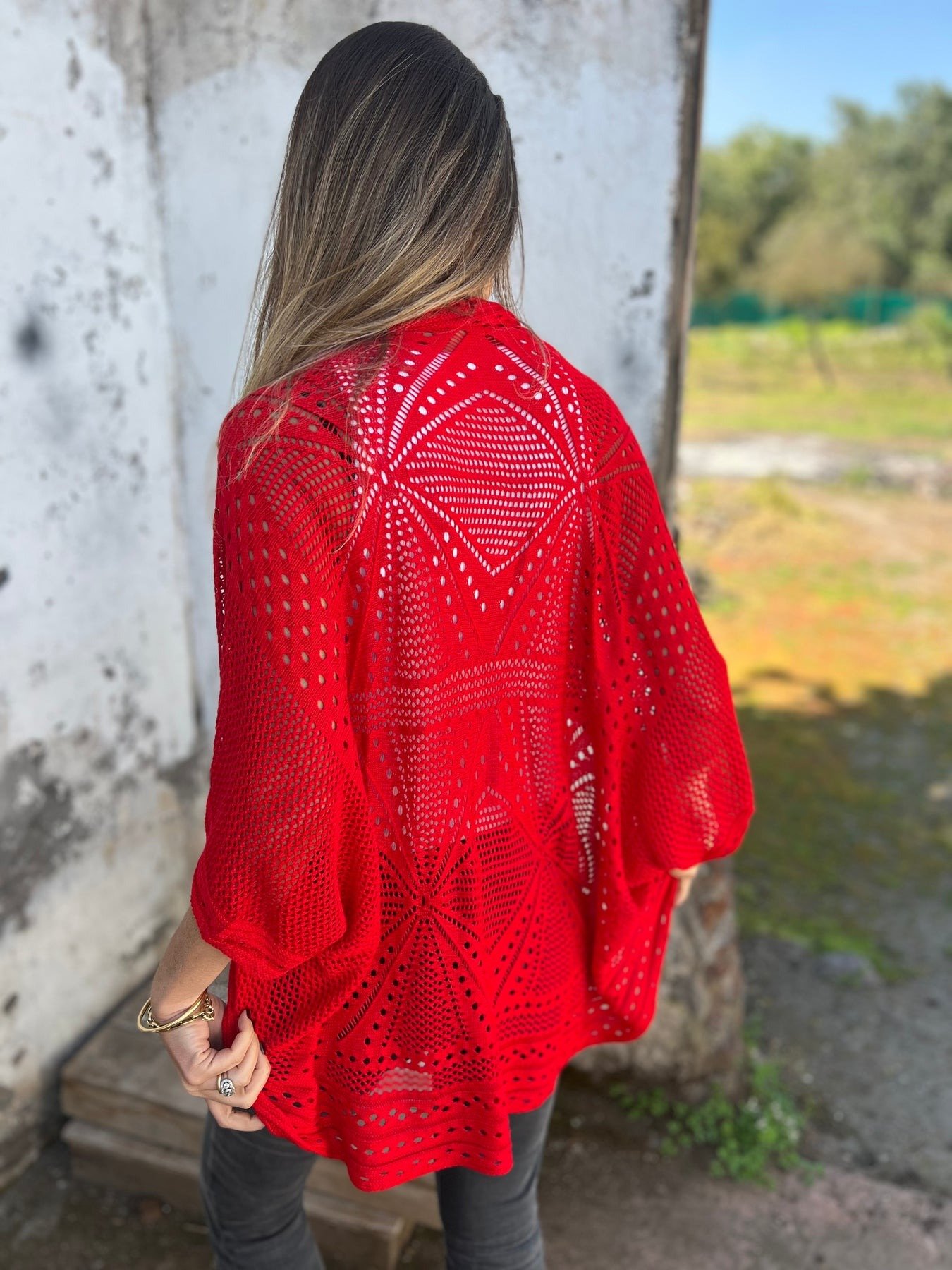 Hollow Half Sleeve Cardigan