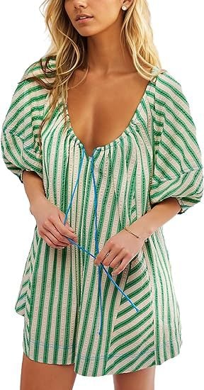 Puff Sleeve Romper (Buy 2 Free Shipping)