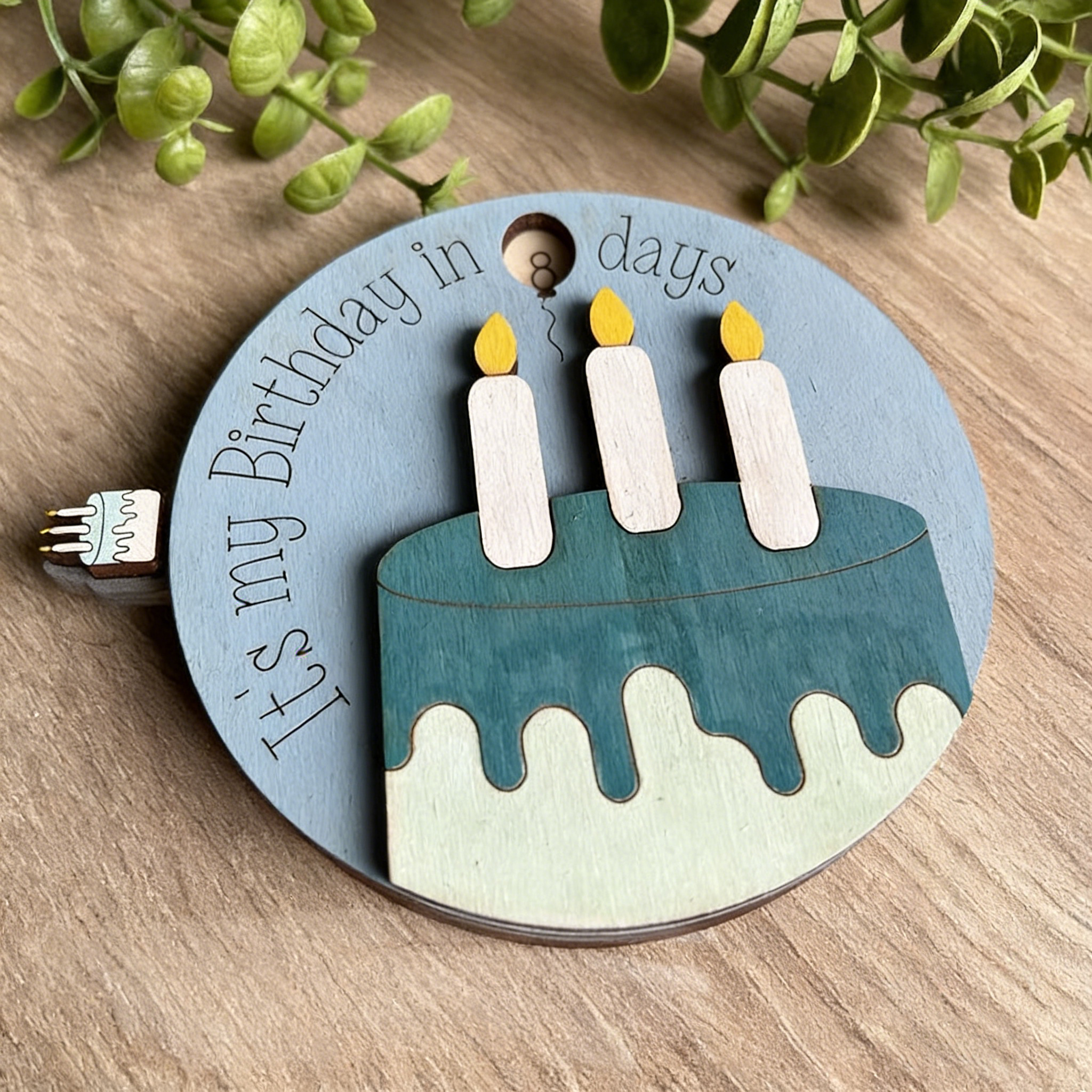 3D Birthday Cake 30 days Wooden Countdown Ornament