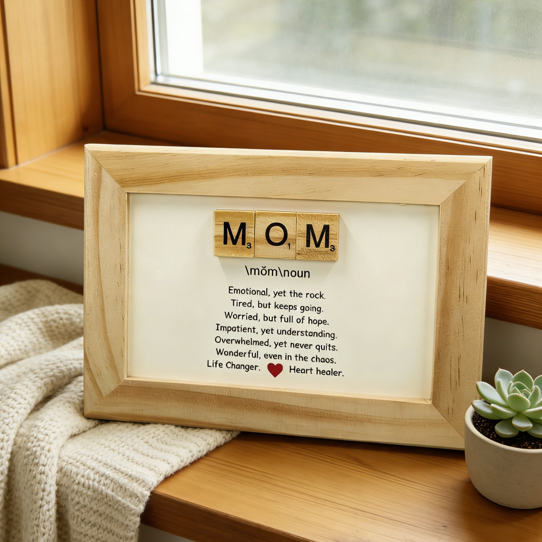 Mom Scrabble Tiles Wood Frame