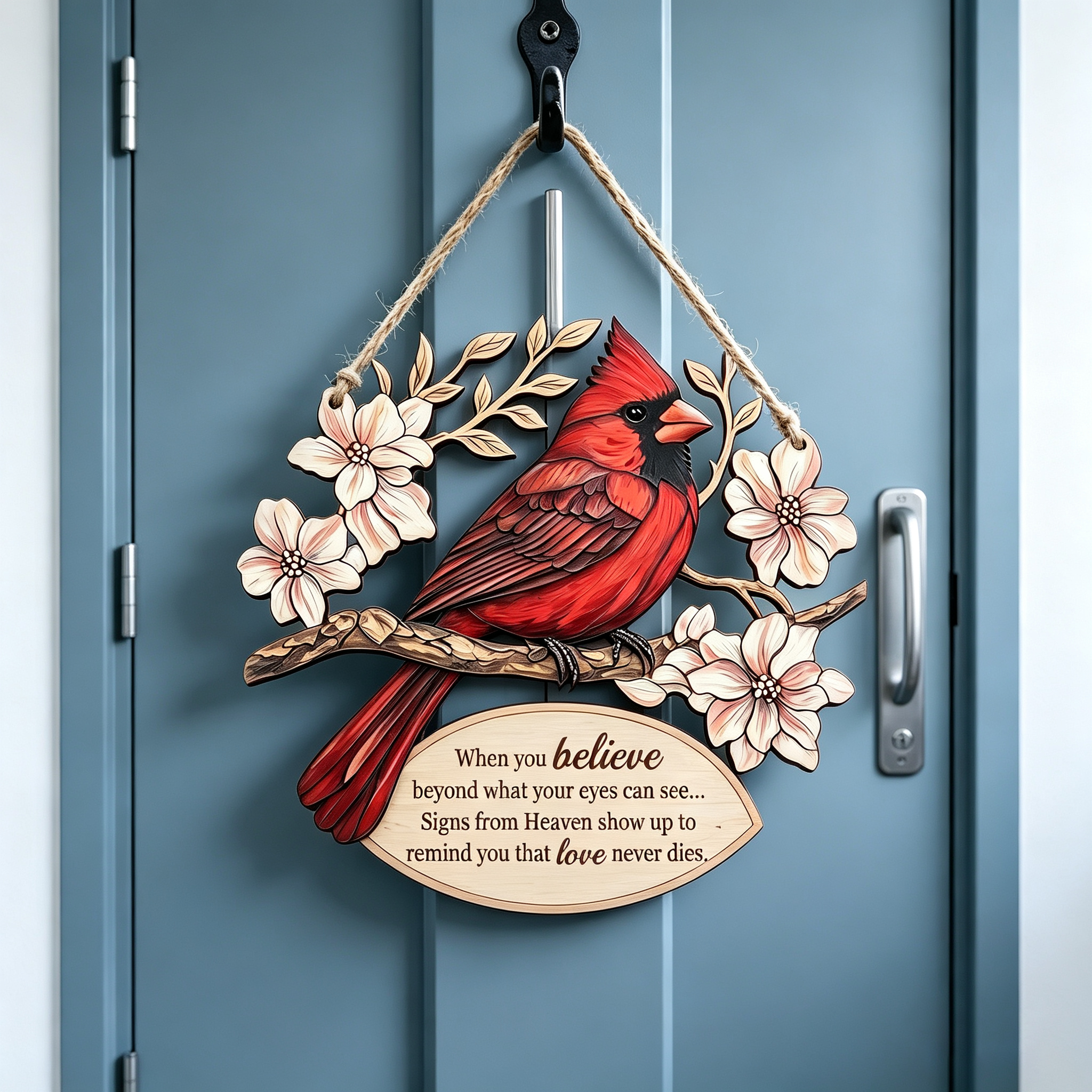 Cardinal Bird Wooden Door Sign💕