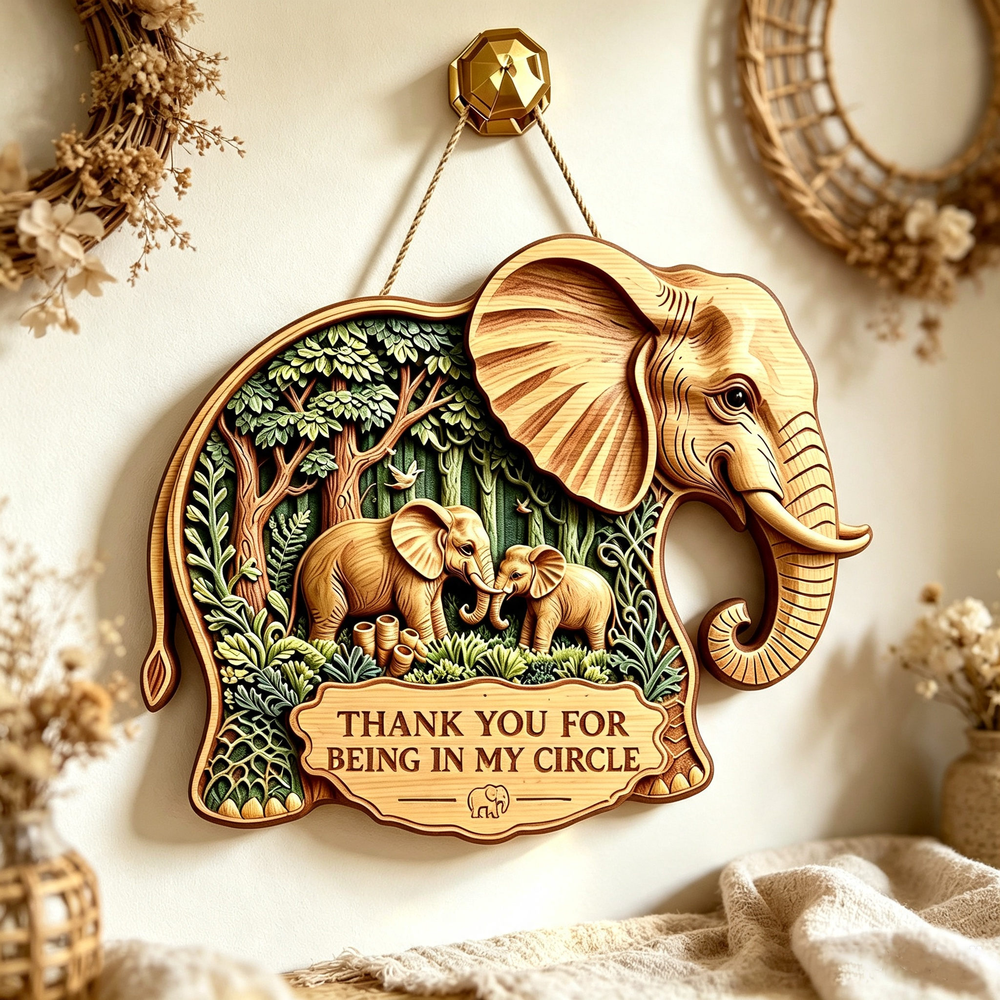 Elephant Friendship Wooden Wall Sign