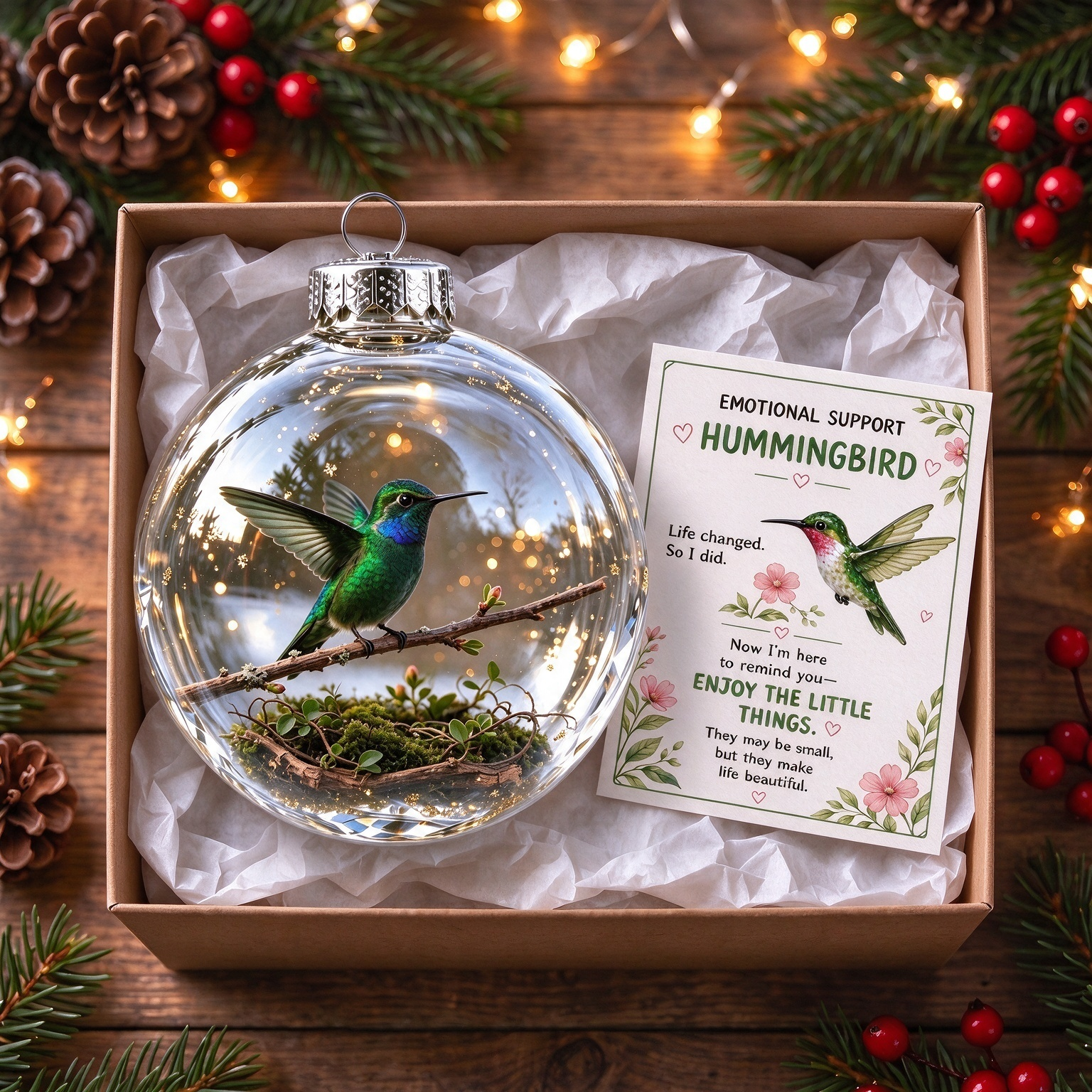🔥HOT SALE 49% OFF -🦜Hummingbird Holiday Ornament With Card