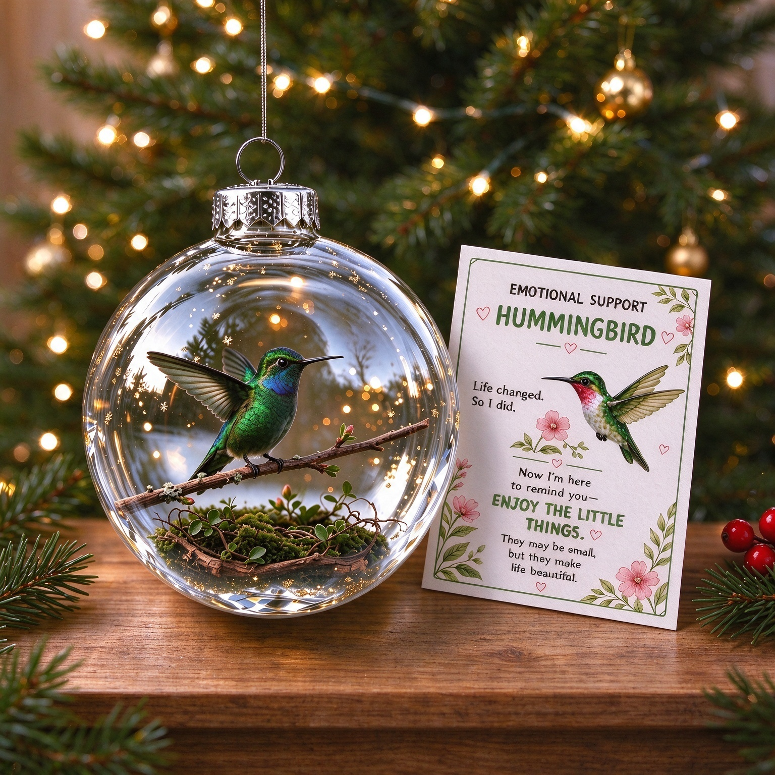 🔥HOT SALE 49% OFF -🦜Hummingbird Holiday Ornament With Card