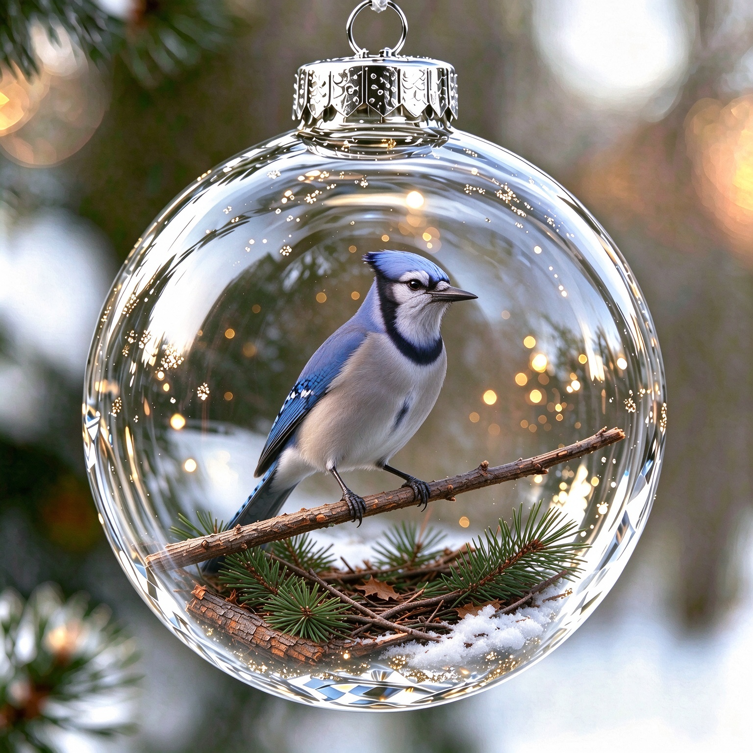 Blue Jay Christmas Holiday Ornament