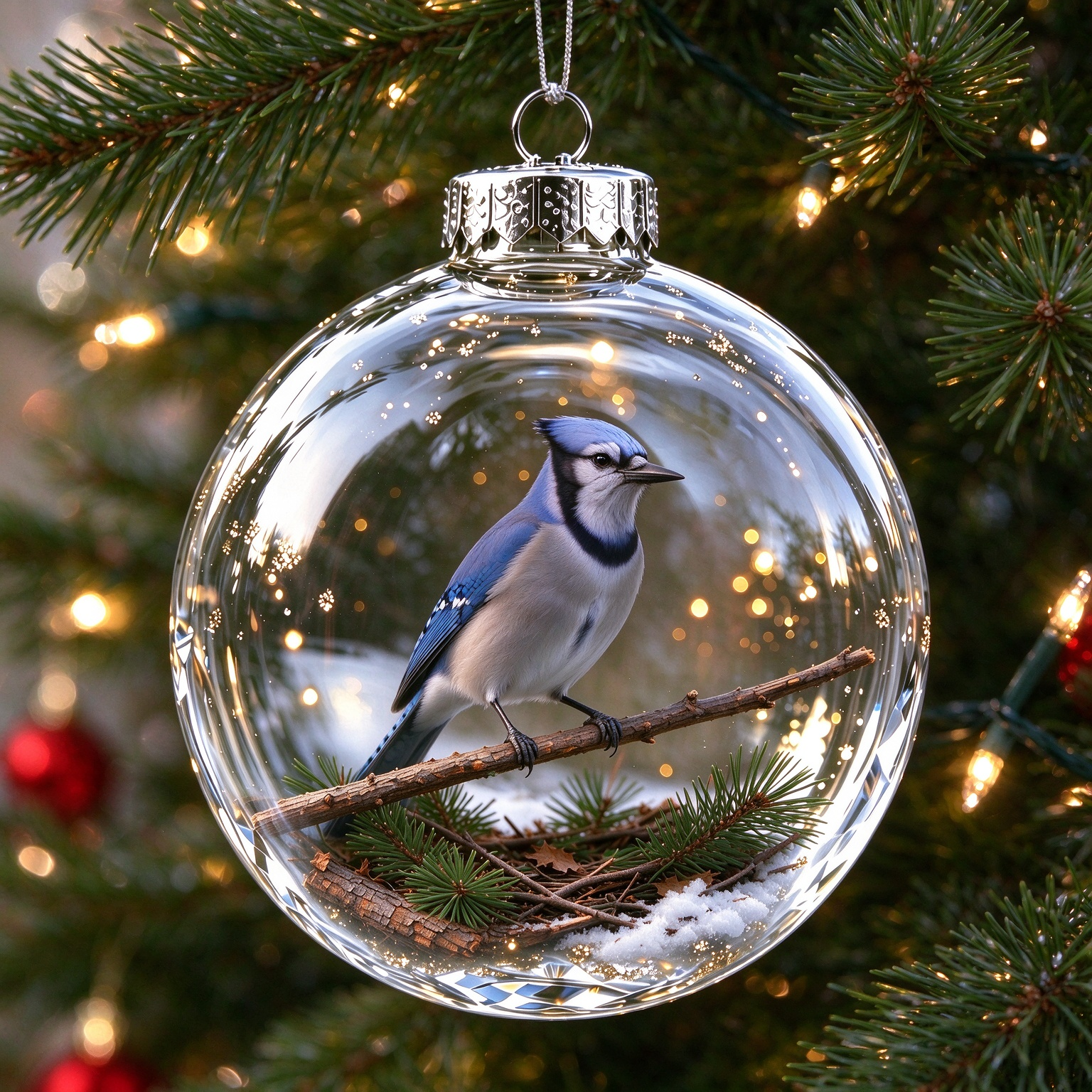 Blue Jay Christmas Holiday Ornament
