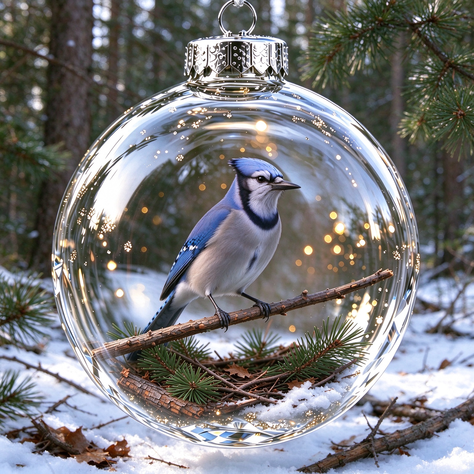 Blue Jay Christmas Holiday Ornament