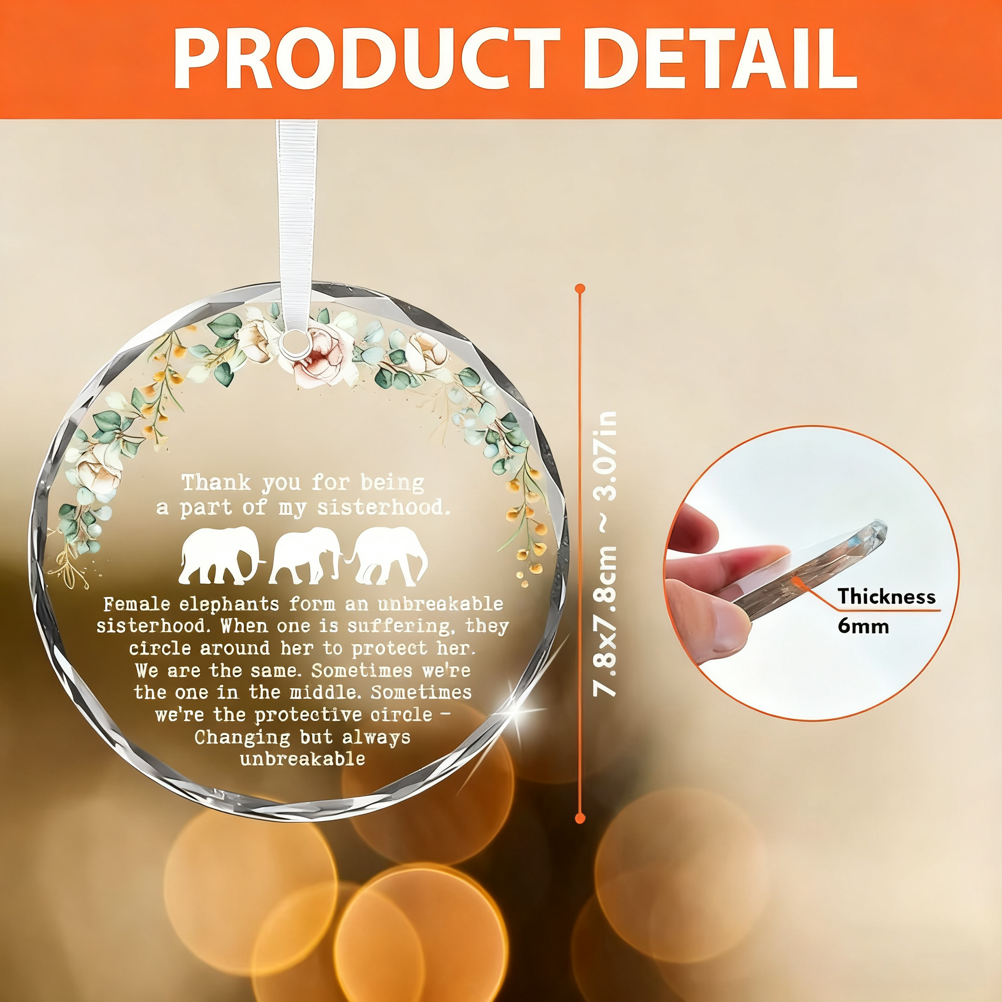Elephant Sisterhood Ornament - Elephant Friendship Gifts