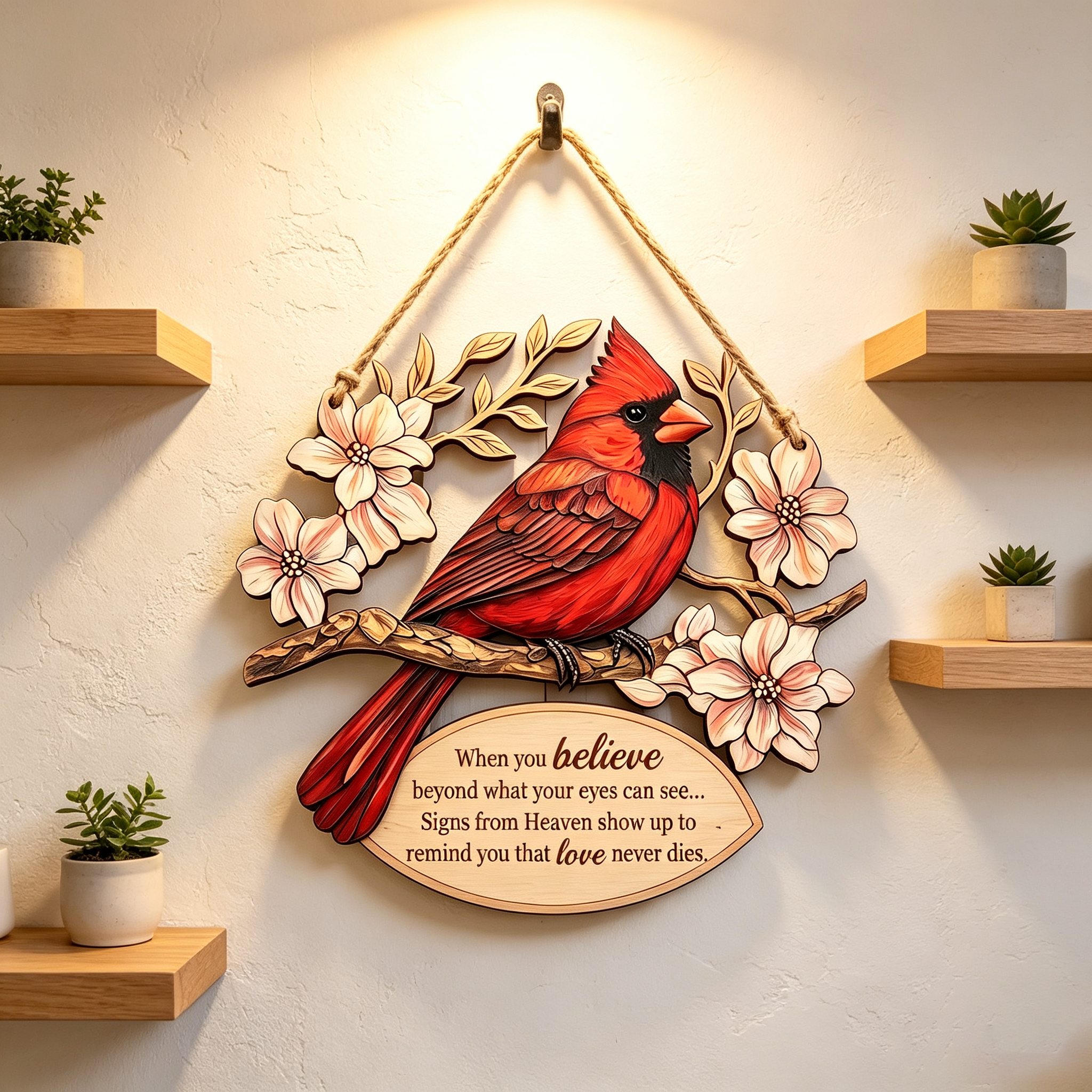Cardinal Bird Wooden Door Sign💕