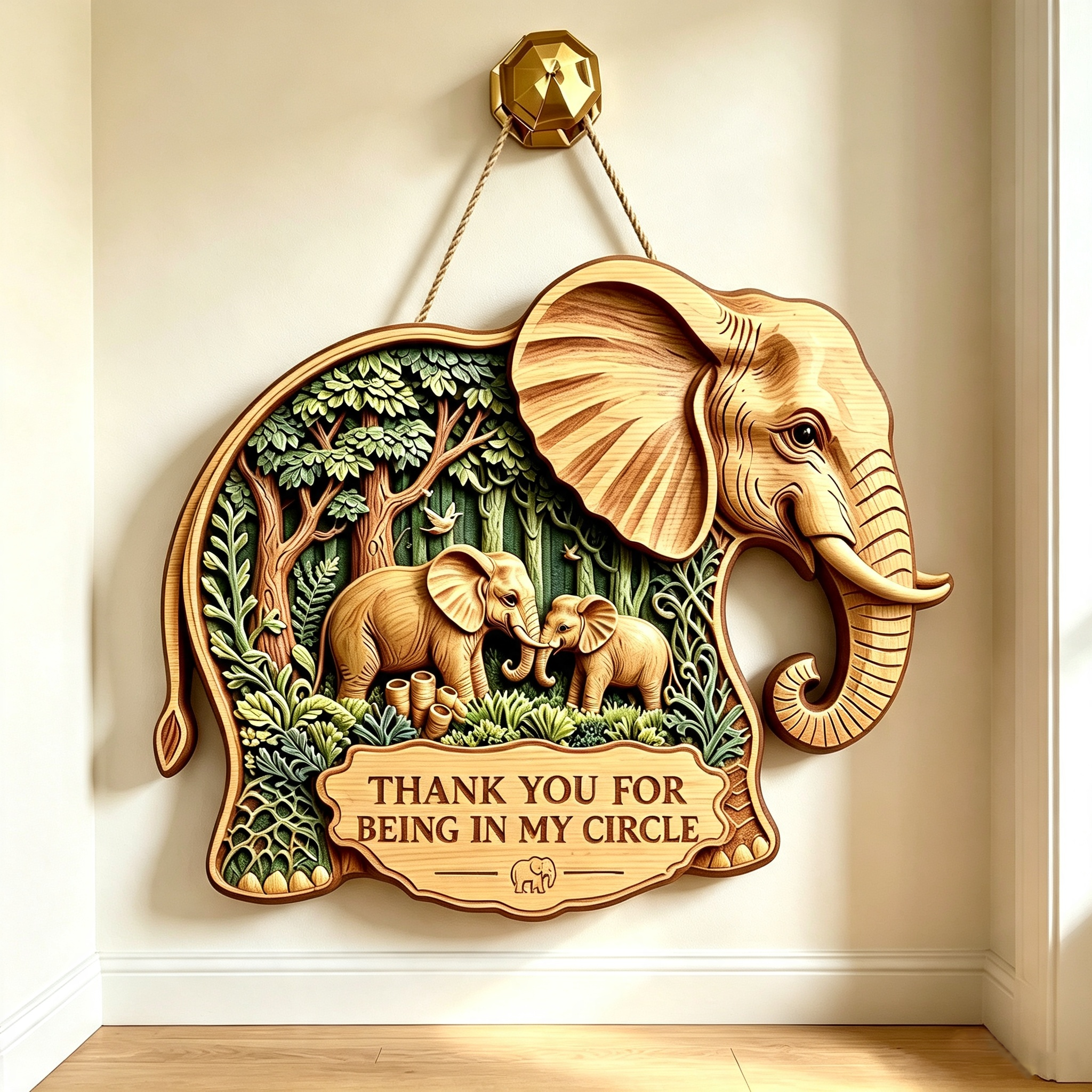 Elephant Friendship Wooden Wall Sign