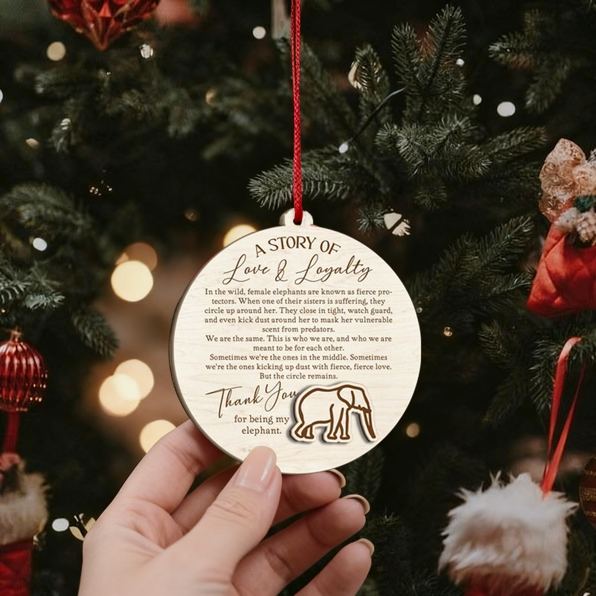 Elephant Sisterhood Round Ornament-Friendship gift