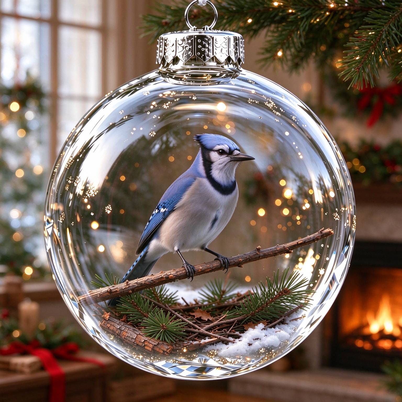Blue Jay Christmas Holiday Ornament