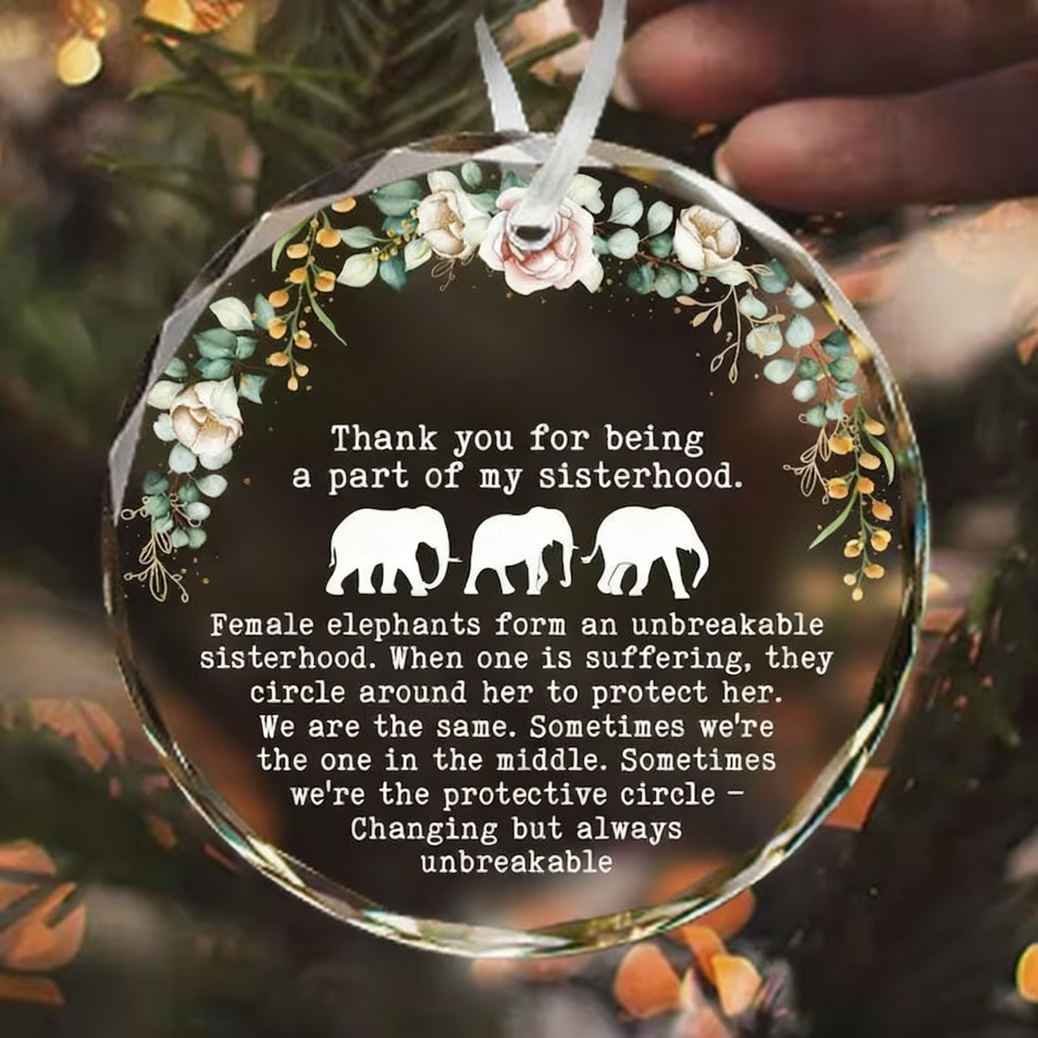 Elephant Sisterhood Ornament - Elephant Friendship Gifts