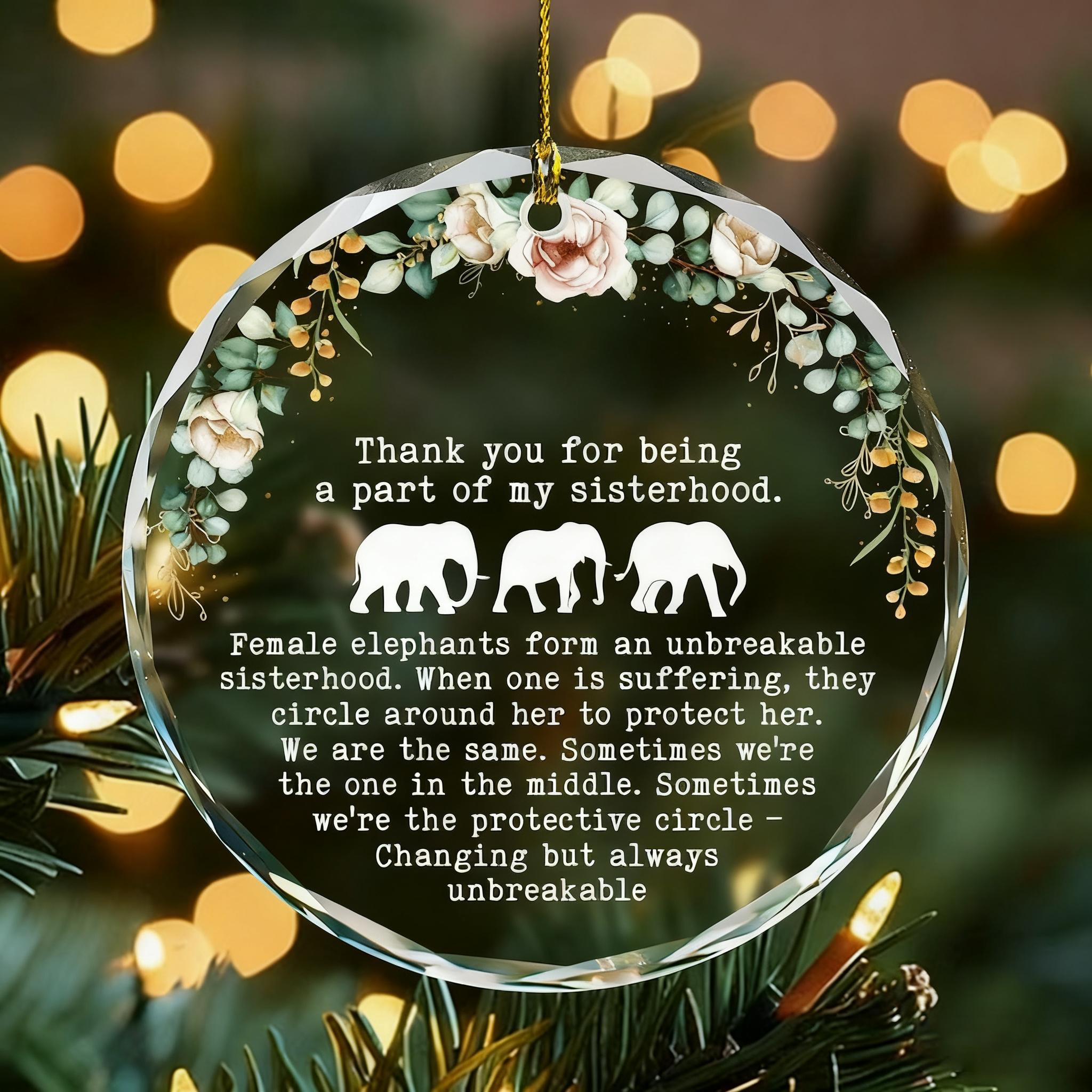 Elephant Sisterhood Ornament - Elephant Friendship Gifts