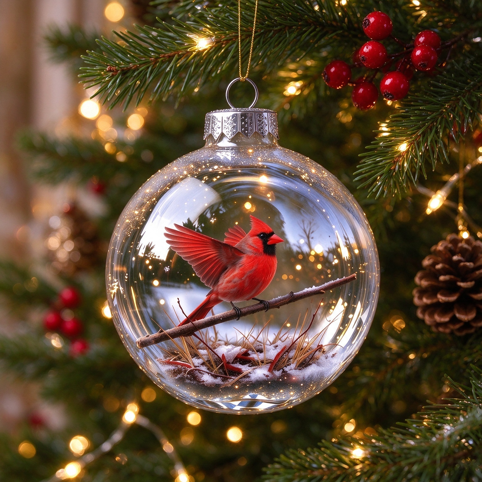 🐦Cardinal Bird Christmas Ornament With Card