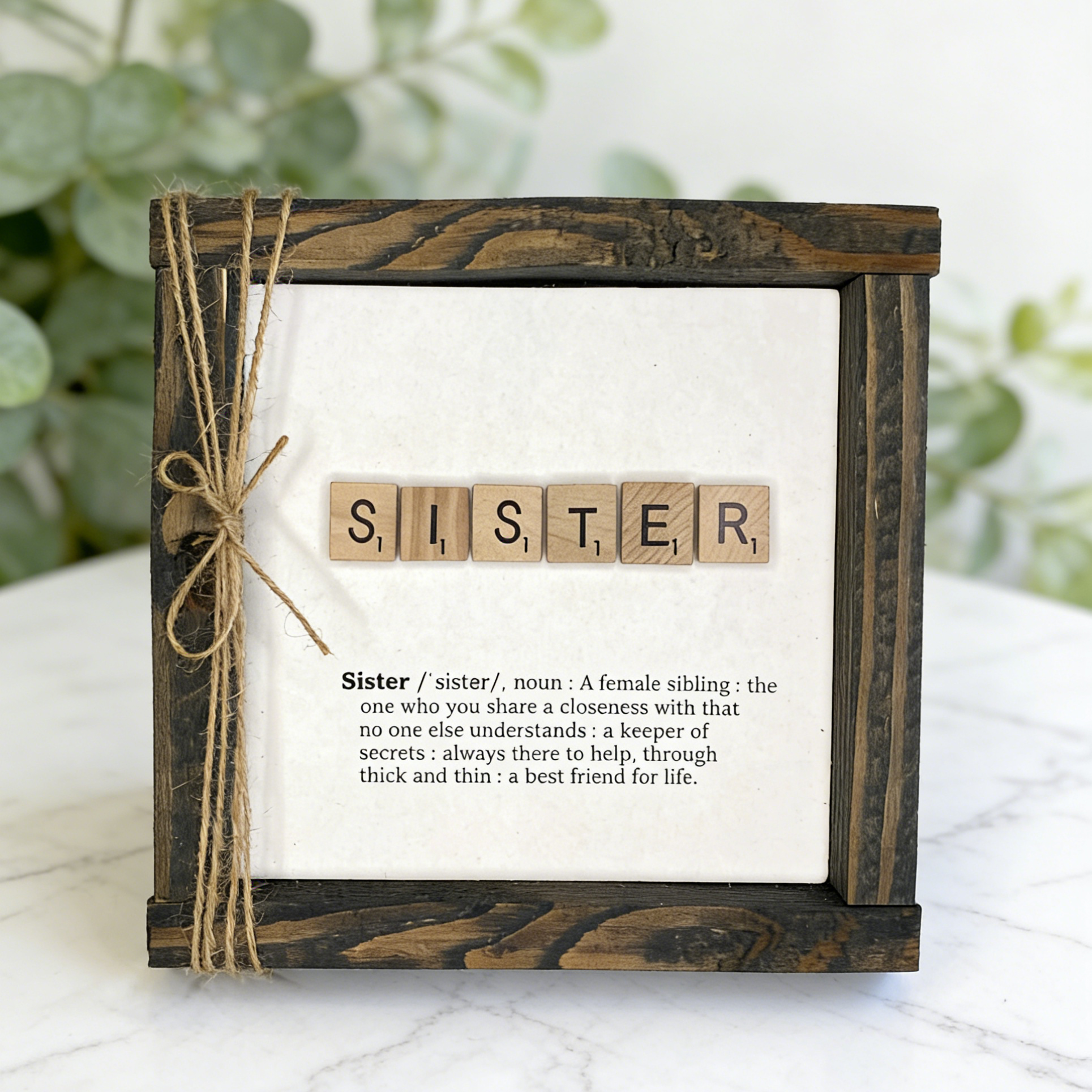 Sister Scrabble Wood frame