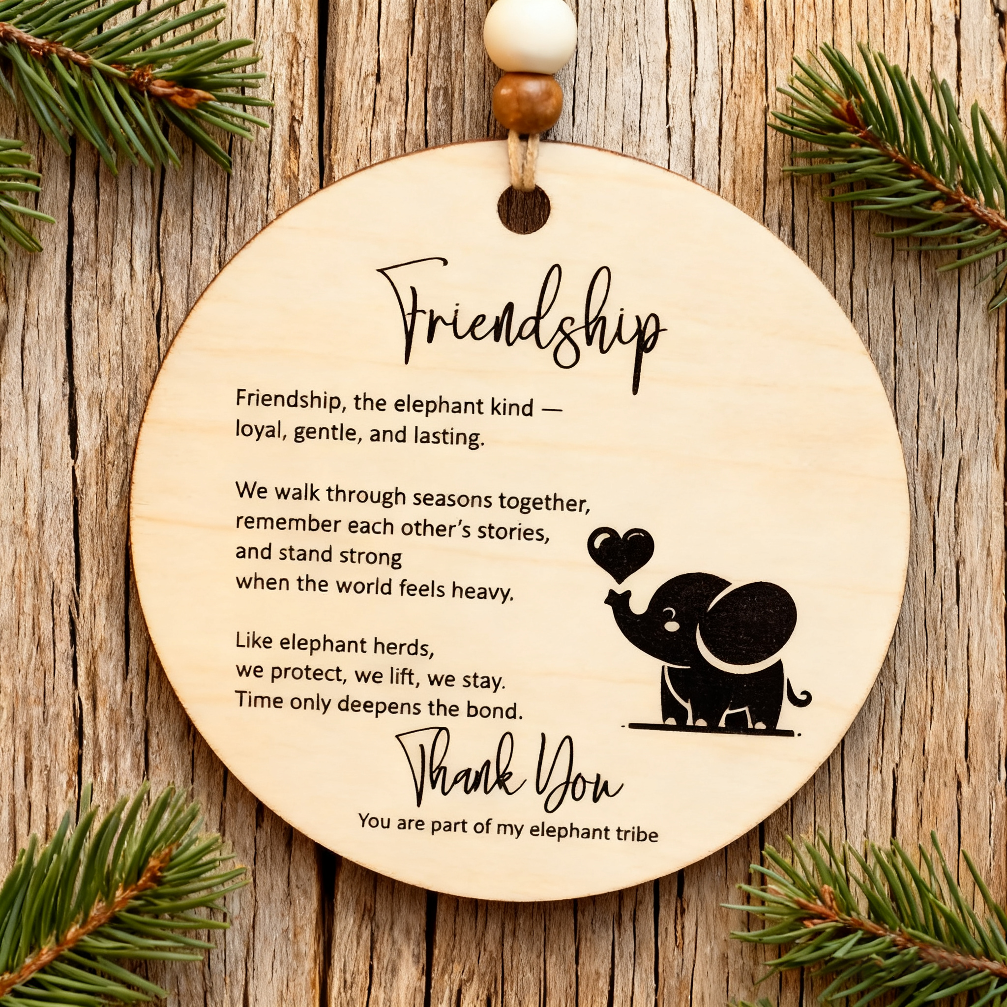 Thank You for Being in My Circle - Elephant Ornaments 