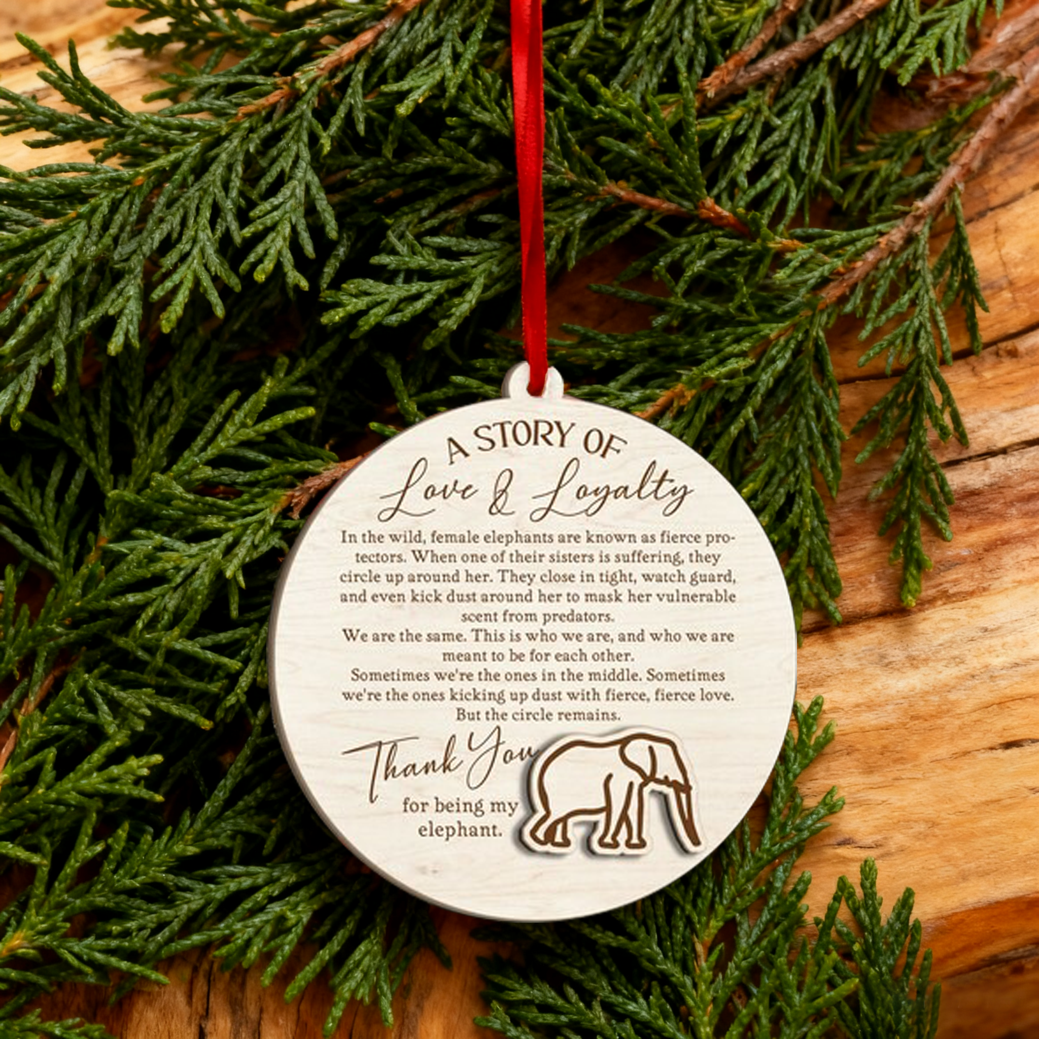 Elephant Sisterhood Round Ornament-Friendship gift