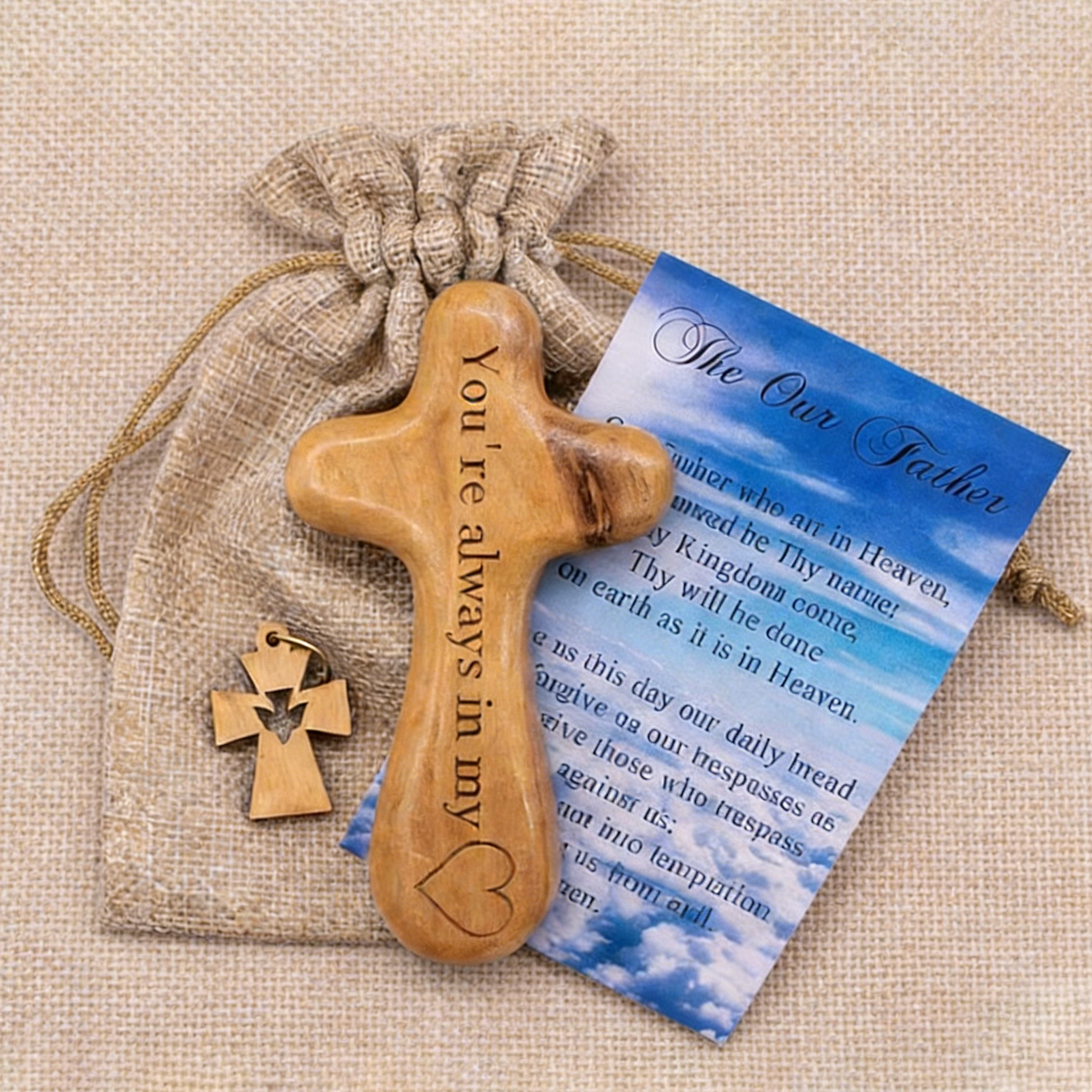 Olive Wood Comfort cross from the Holy Land