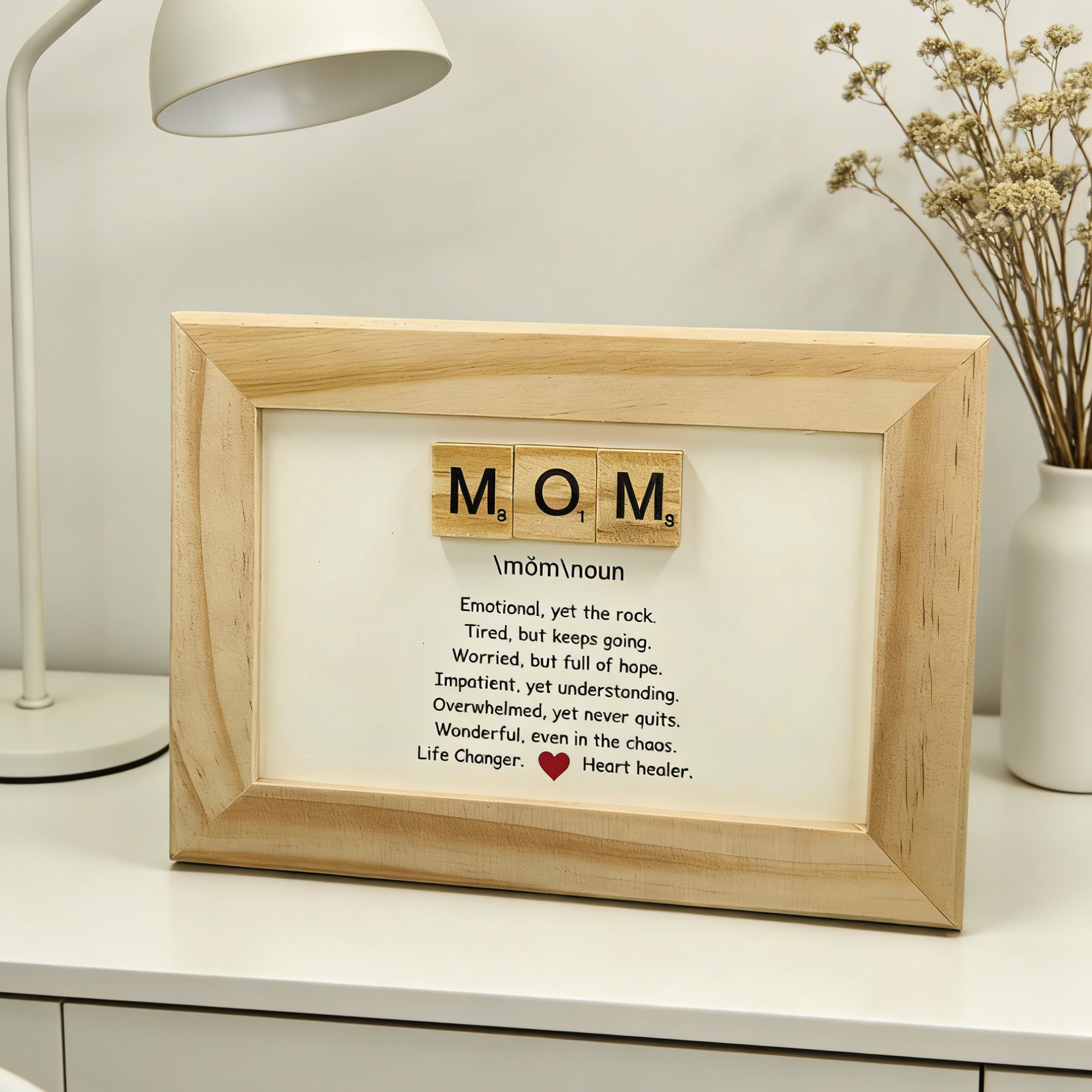 Mom Scrabble Tiles Wood Frame