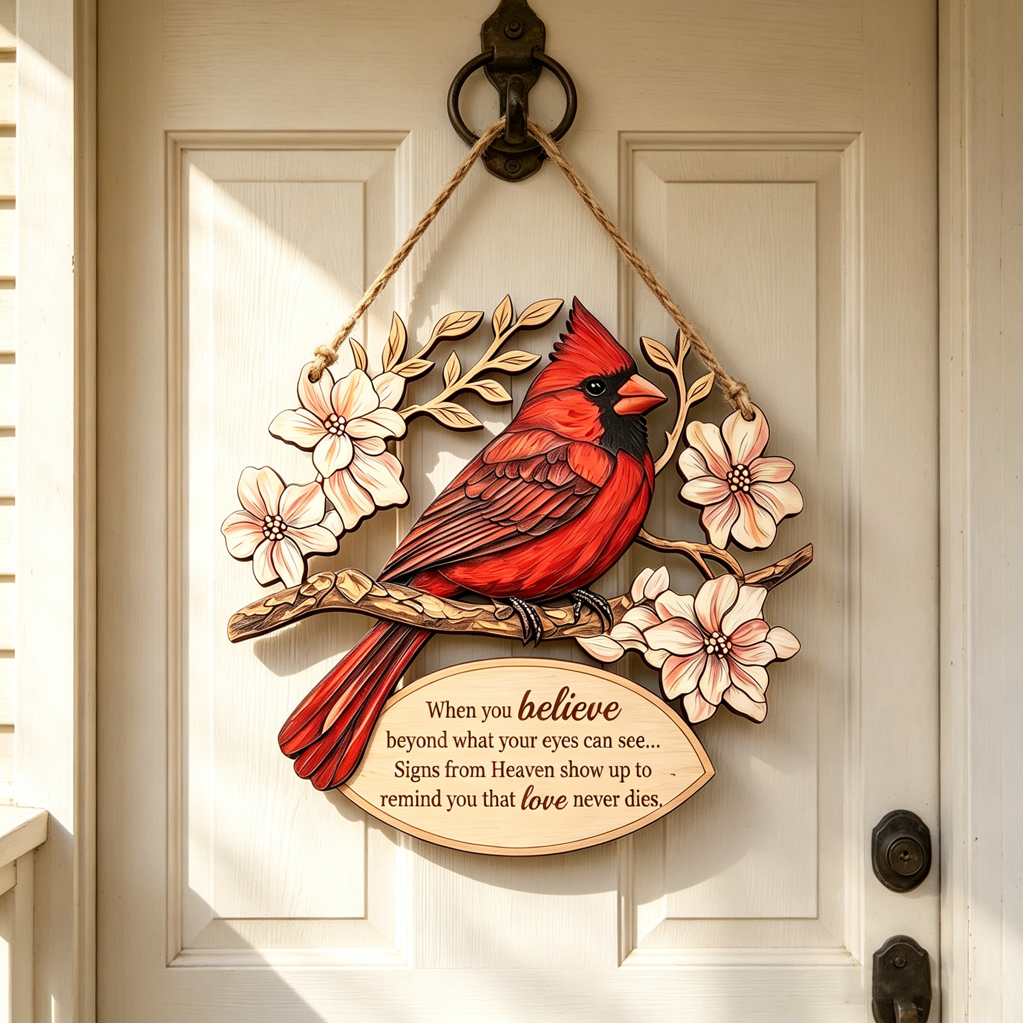 Cardinal Bird Wooden Door Sign💕