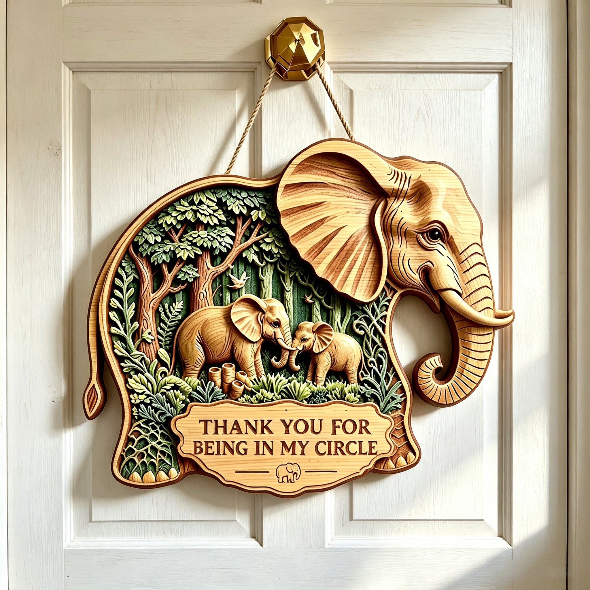 Elephant Friendship Wooden Wall Sign