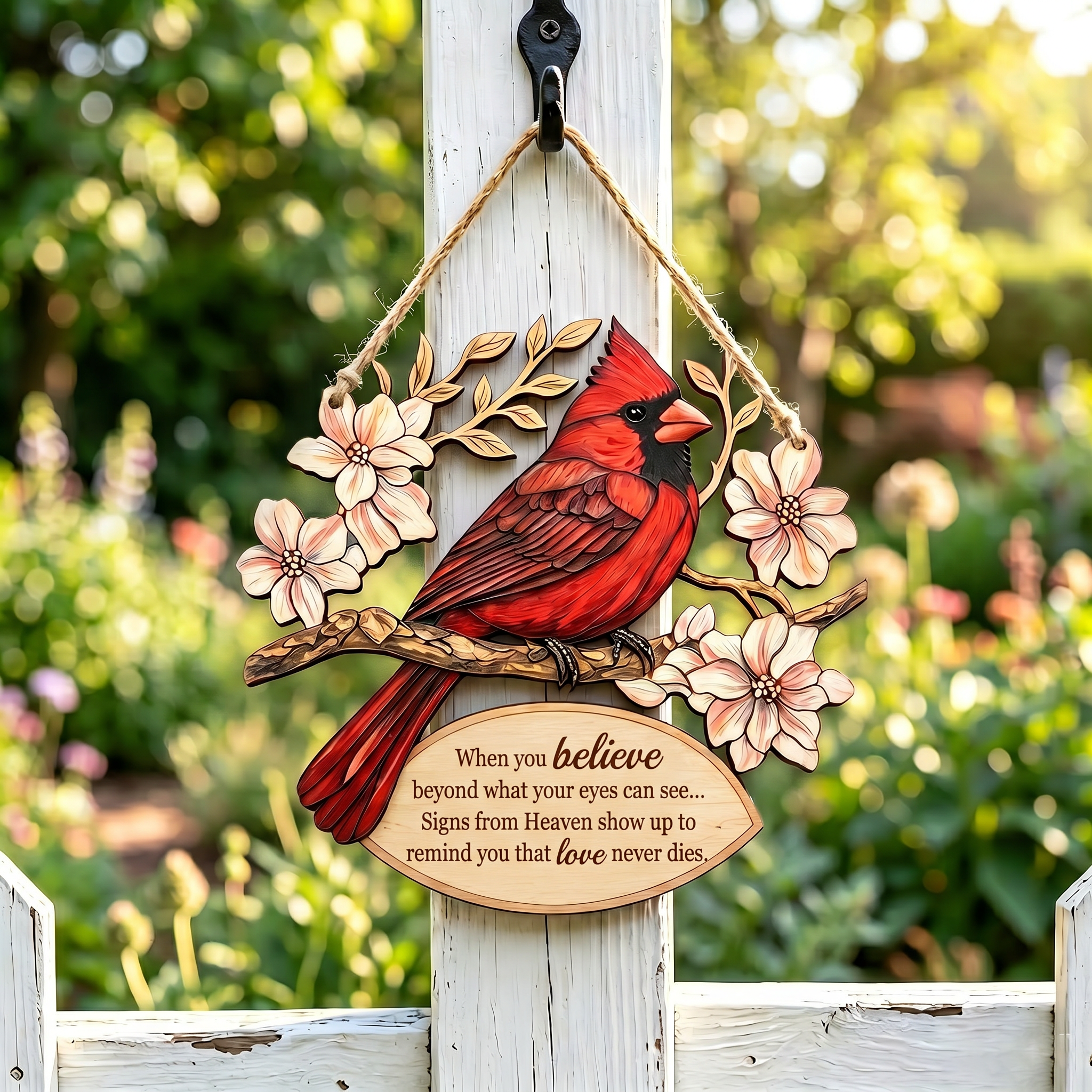 Cardinal Bird Wooden Door Sign💕