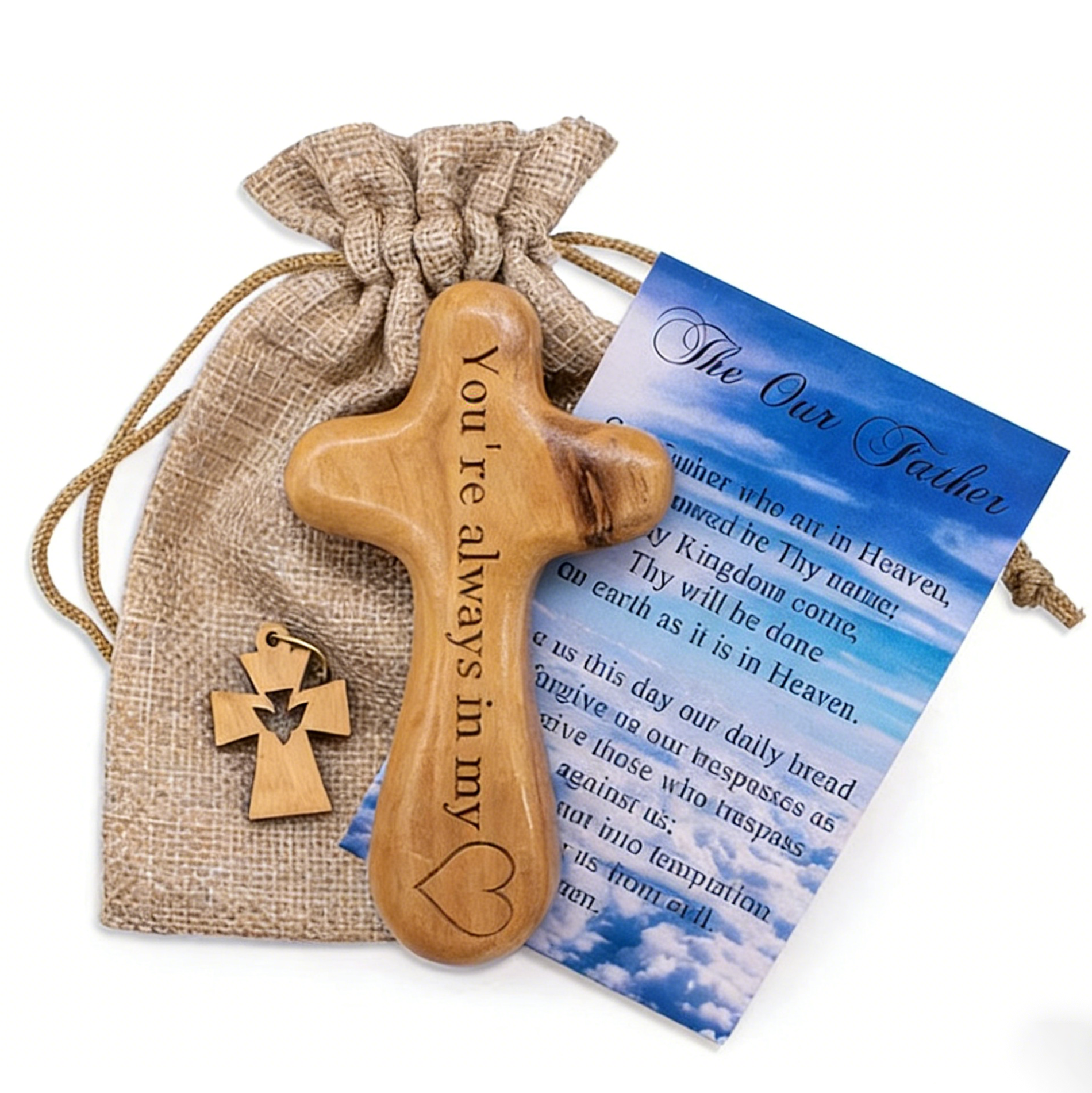 Olive Wood Comfort cross from the Holy Land