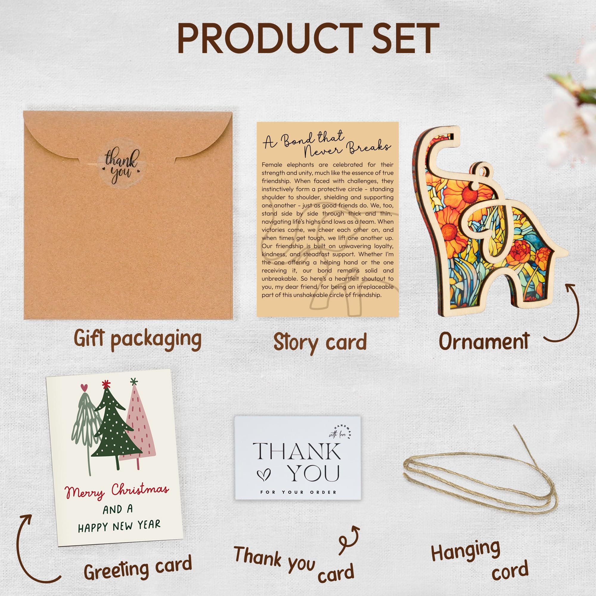 🐘Friendship gift • Friendship Elephant Ornament with Story Card💟