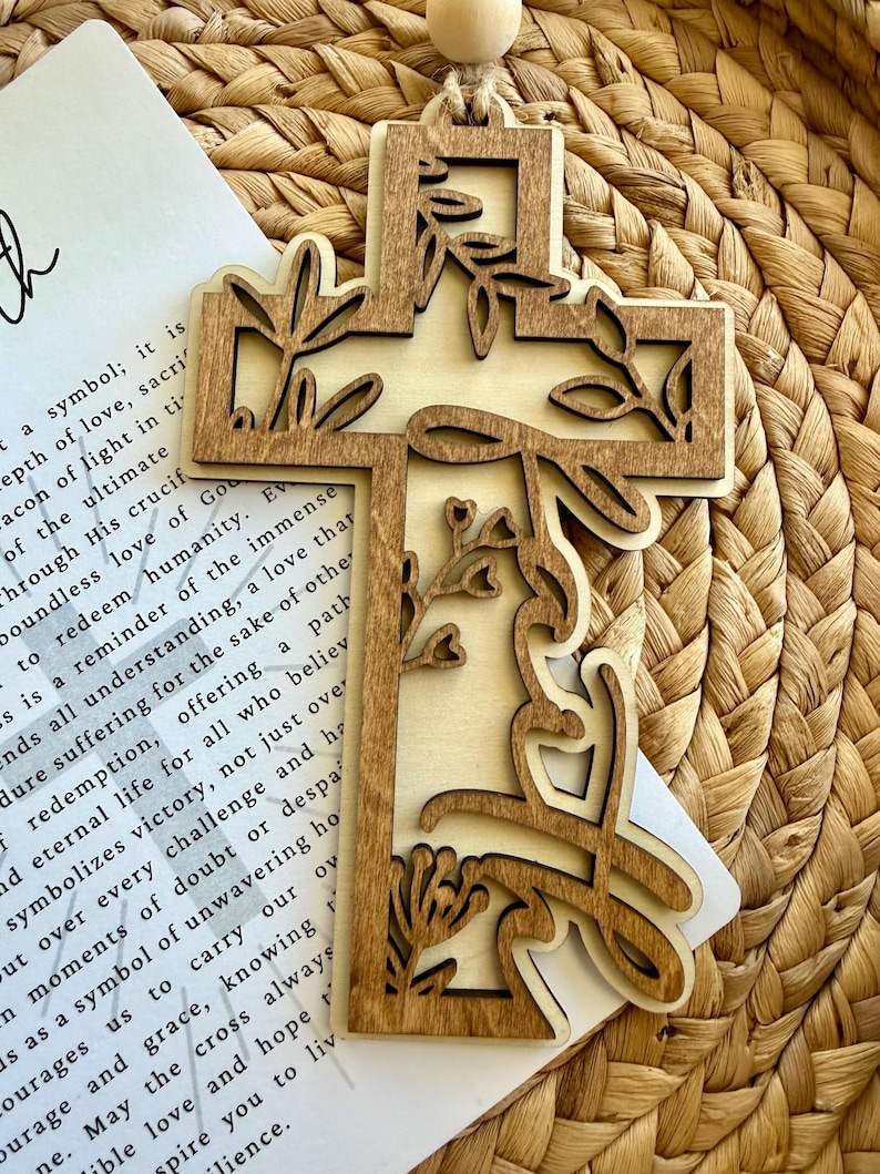 信仰十字架故事卡片装饰品，故事卡片装饰品，励志装饰品，信仰装饰品，十字架装饰品，花卉十字架装饰品图片 2