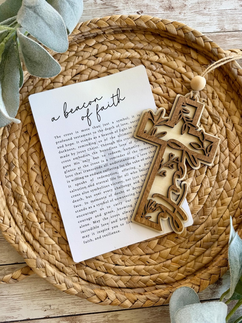 信仰十字架故事卡片装饰品，故事卡片装饰品，励志装饰品，信仰装饰品，十字架装饰品，花卉十字架装饰品 图片 1