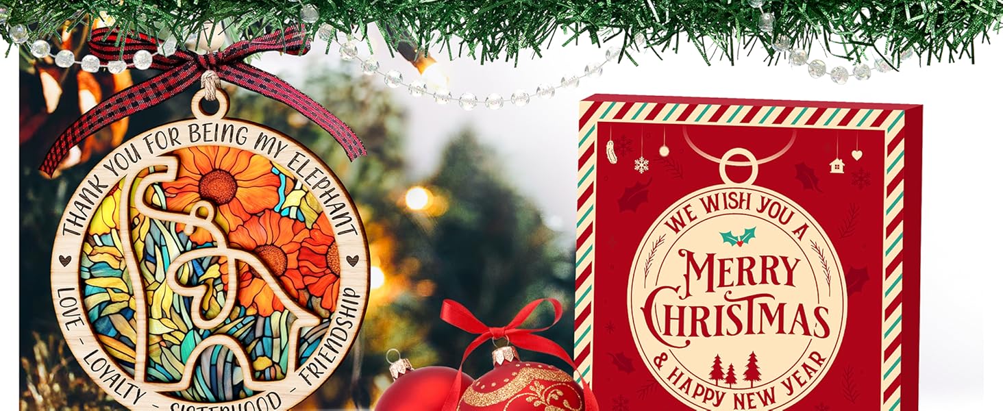 Best Friend Gifts for Women - Elephant-Themed Friendship Ornaments for Christmas Tree 2