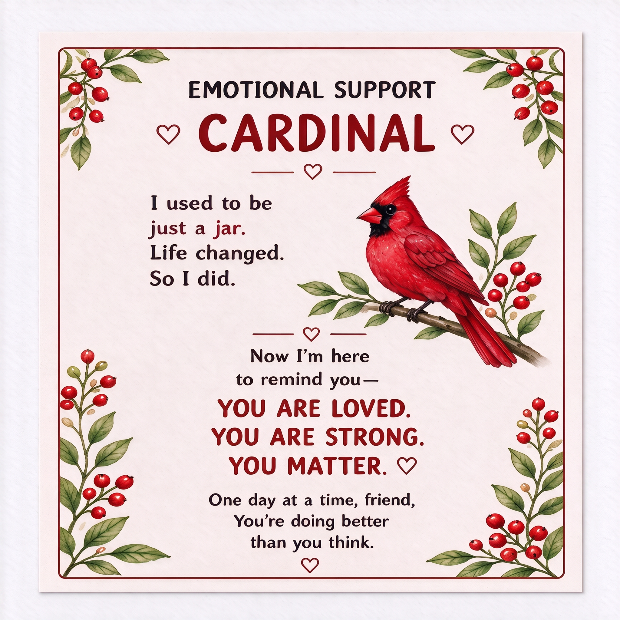 🐦Cardinal Bird Christmas Ornament With Card